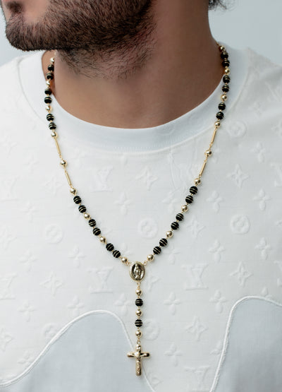 Rosario oro laminado 18k neopreno doble aro bola 6mm