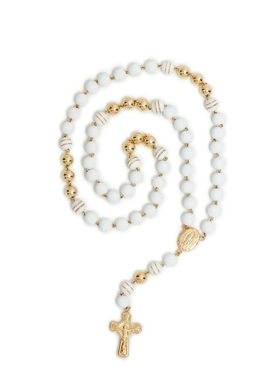 Rosario clásico 8mm oro laminado 18k dorado neopreno