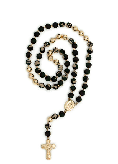 Rosario clásico 8mm oro laminado 18k dorado neopreno