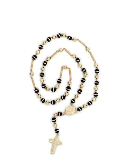 Rosario 6 mm oro laminado 18k doble aro