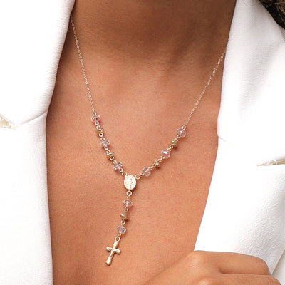 rosario oro laminado 18k tres tonos – bola 3 mm