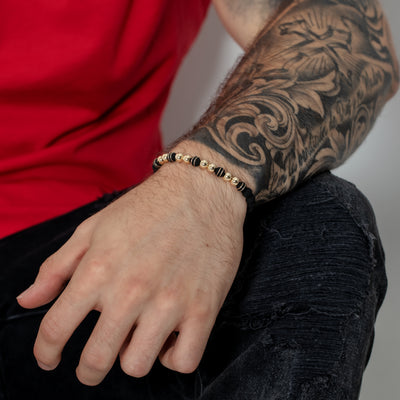 Pulsera oro laminado 18k tejida con bola 6mm