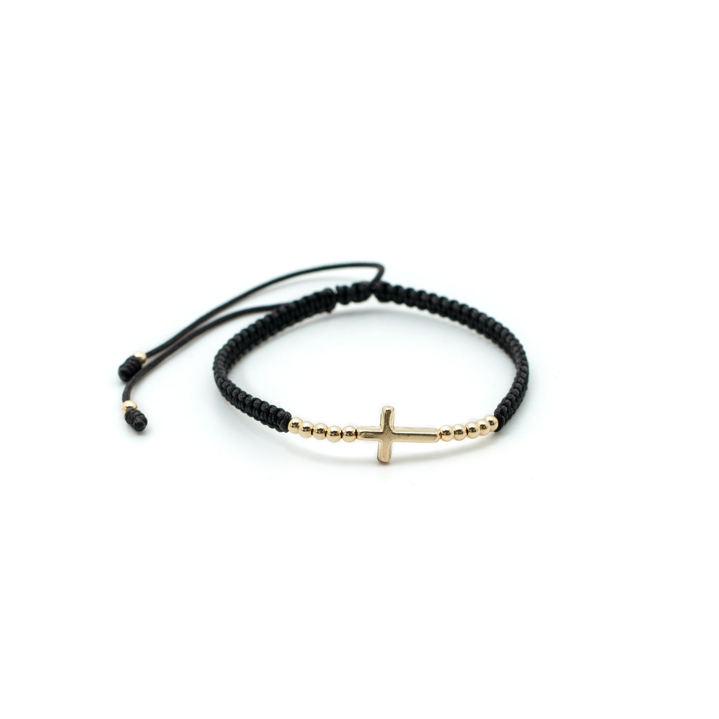 Pulsera oro laminado 18k tejida b 2,5mm dije cruz