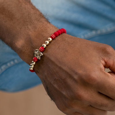 Pulsera bola 6 mm herradura caballo gr