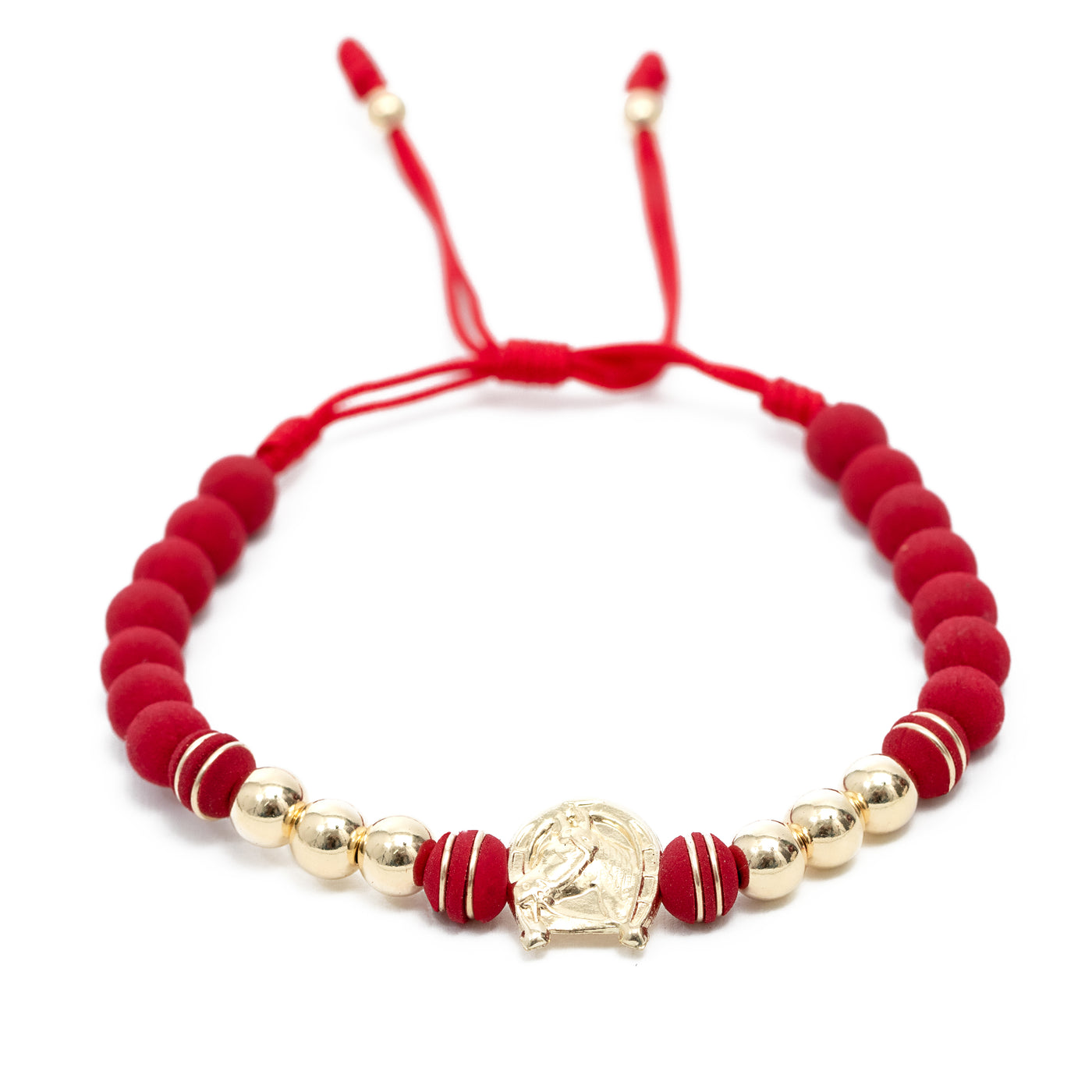 Pulsera bola 6 mm herradura caballo gr