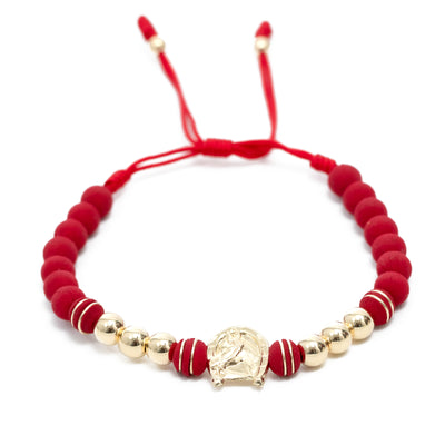 Pulsera bola 6 mm herradura caballo gr