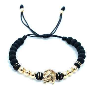 Pulsera bola 6 mm herradura caballo gr
