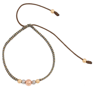 Pulsera oro laminado degrade tres tonos diamantada tejida