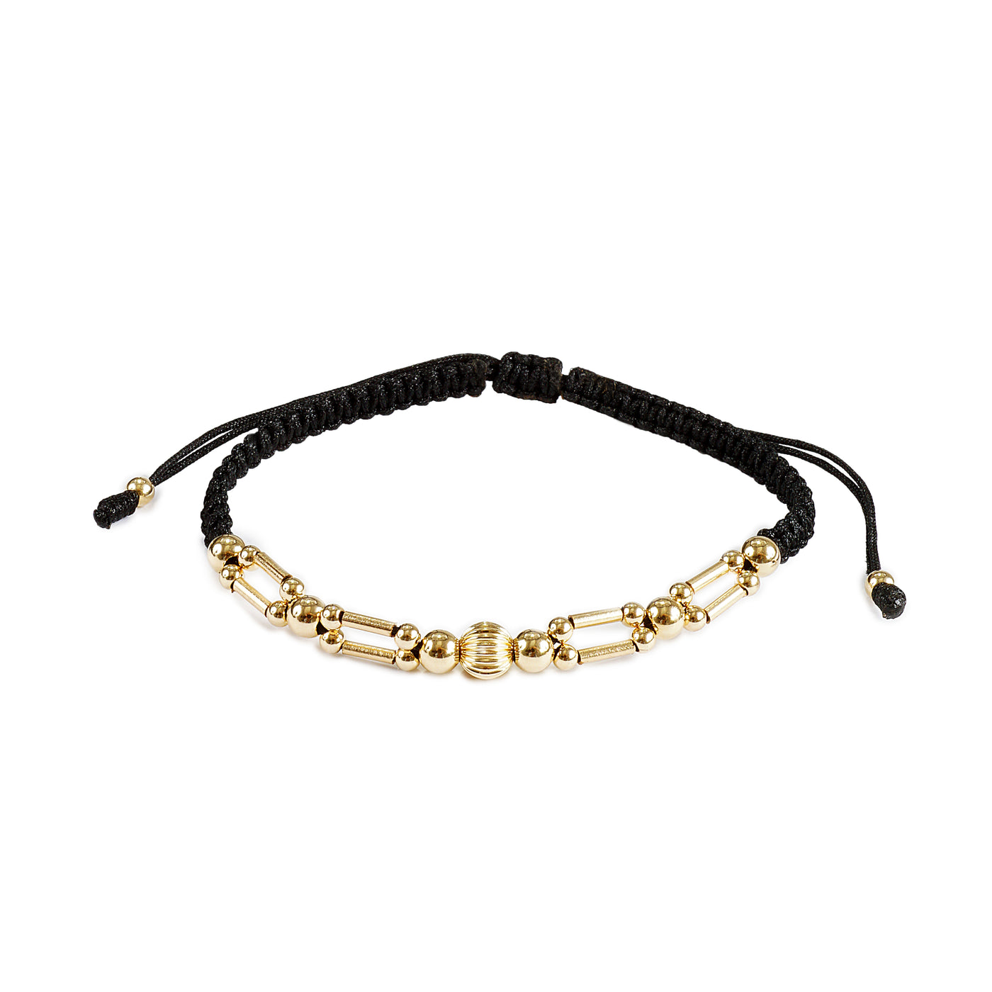 Pulsera tejida rosita oro laminado 18k canutillos