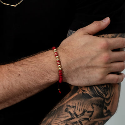 Pulsera oro laminado dorada barril cinta bola 6mm