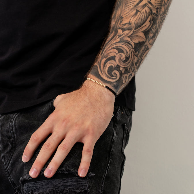 Pulsera ajustable oro laminado 18k tejida bola 3mm diamantada acanalada