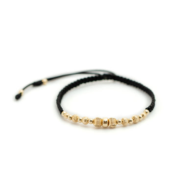 Pulsera Tejida con Bolas Acanaladas Unisex