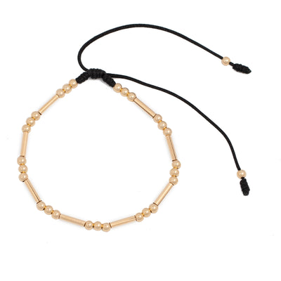 Pulsera oro laminado especial dorada canutillo bola 3mm trío