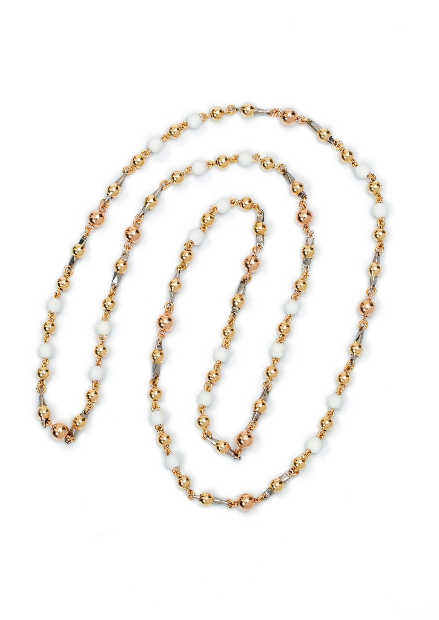COLLAR ORO LAMINADO 18k ESPECIAL ESLABÓN NEOPRENO BOLA 4MM
