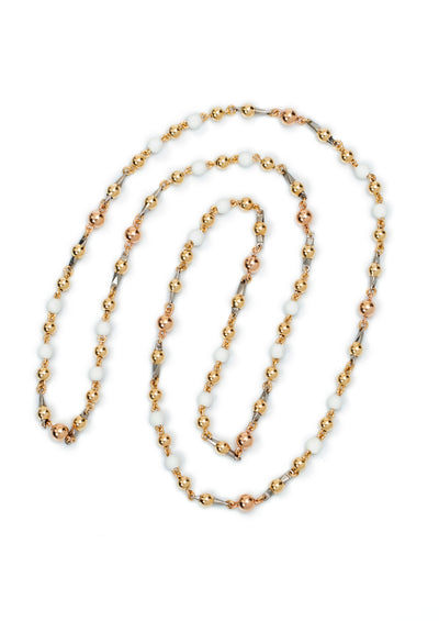 COLLAR ORO LAMINADO 18k ESPECIAL ESLABÓN NEOPRENO BOLA 4MM