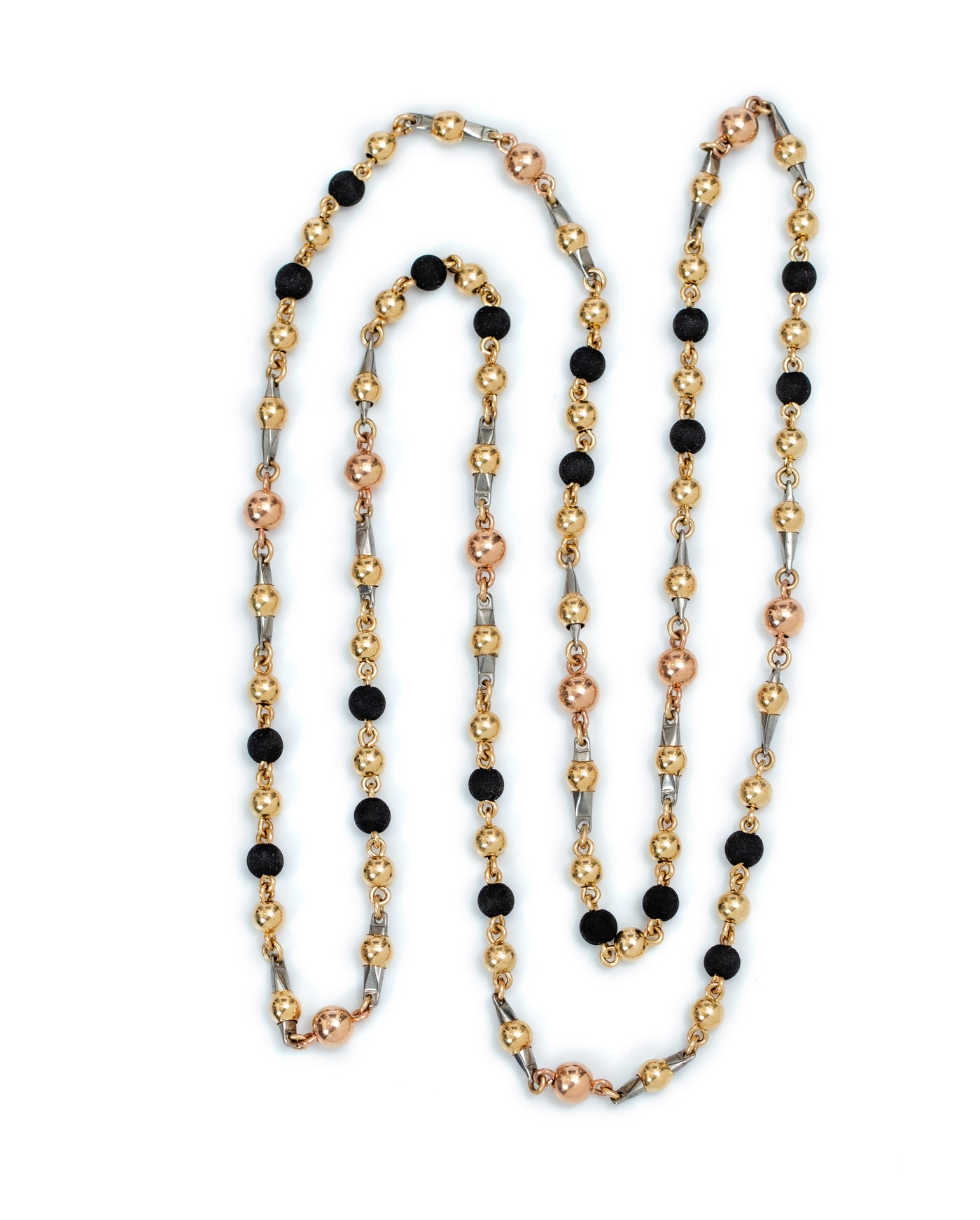 COLLAR ORO LAMINADO 18k ESPECIAL ESLABÓN NEOPRENO BOLA 4MM
