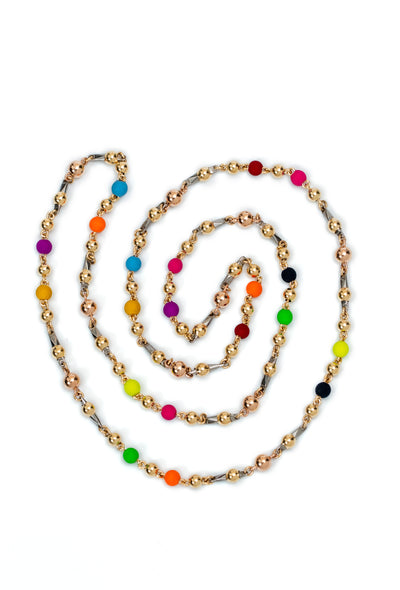 COLLAR ORO LAMINADO 18k ESPECIAL ESLABÓN NEOPRENO BOLA 4MM