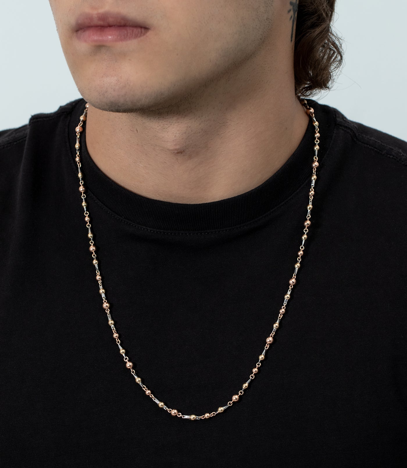 COLLAR ORO LAMINADO 18k ESPECIAL ESLAVON TRES TONOS BOLA 4MM