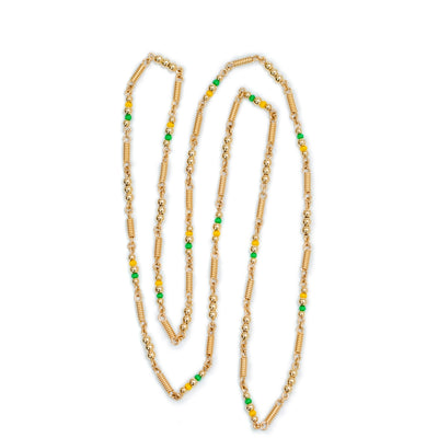 Collar en oro laminado&nbsp; 18k dorado 3mm con tornillos artesanales realizados con alambre&nbsp; dorado,&nbsp; acompañado de pequeños canutillos de miyuki para brindarle colorido. elaborado con técnicas orfebres por artesanos expertos en el arte.