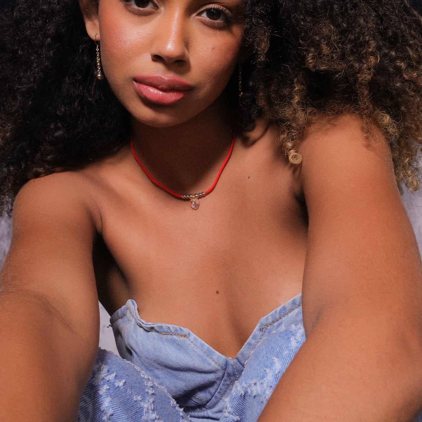 chocker cordón broche degradé piedra corazón