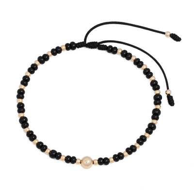 Tobillera oro laminado 18k en mostacilla con bola 6mm diamantada