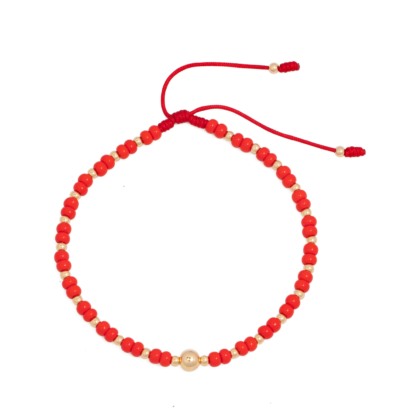 Tobillera oro laminado 18k en mostacilla con bola 6mm diamantada