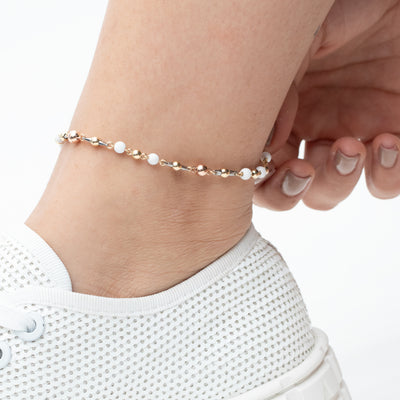 Tobillera Oro Laminado Dorada Especial Eslabon Neopreno Bola 4mm