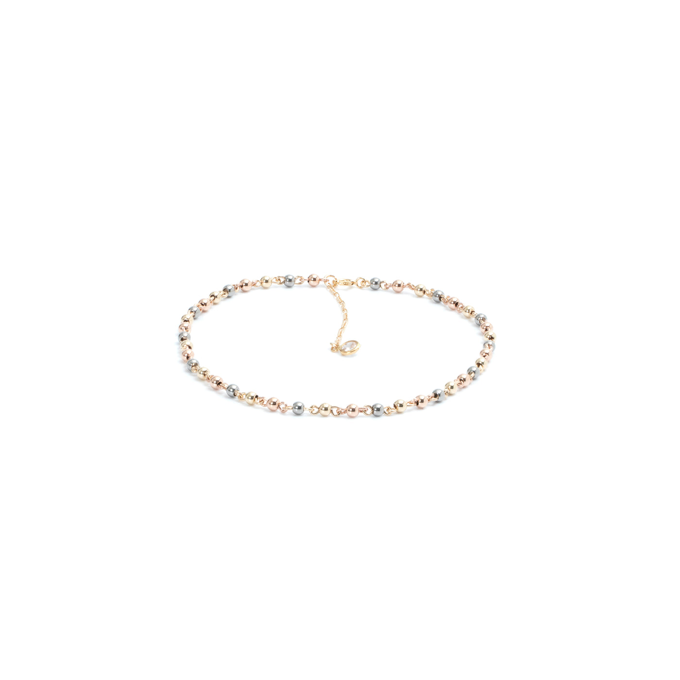 Tobillera oro laminado dije tiffany bola 3mm tres tonos