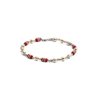 Tobillera Oro Laminado Especial Barril Cinta Pin Bola 6mm Dorado