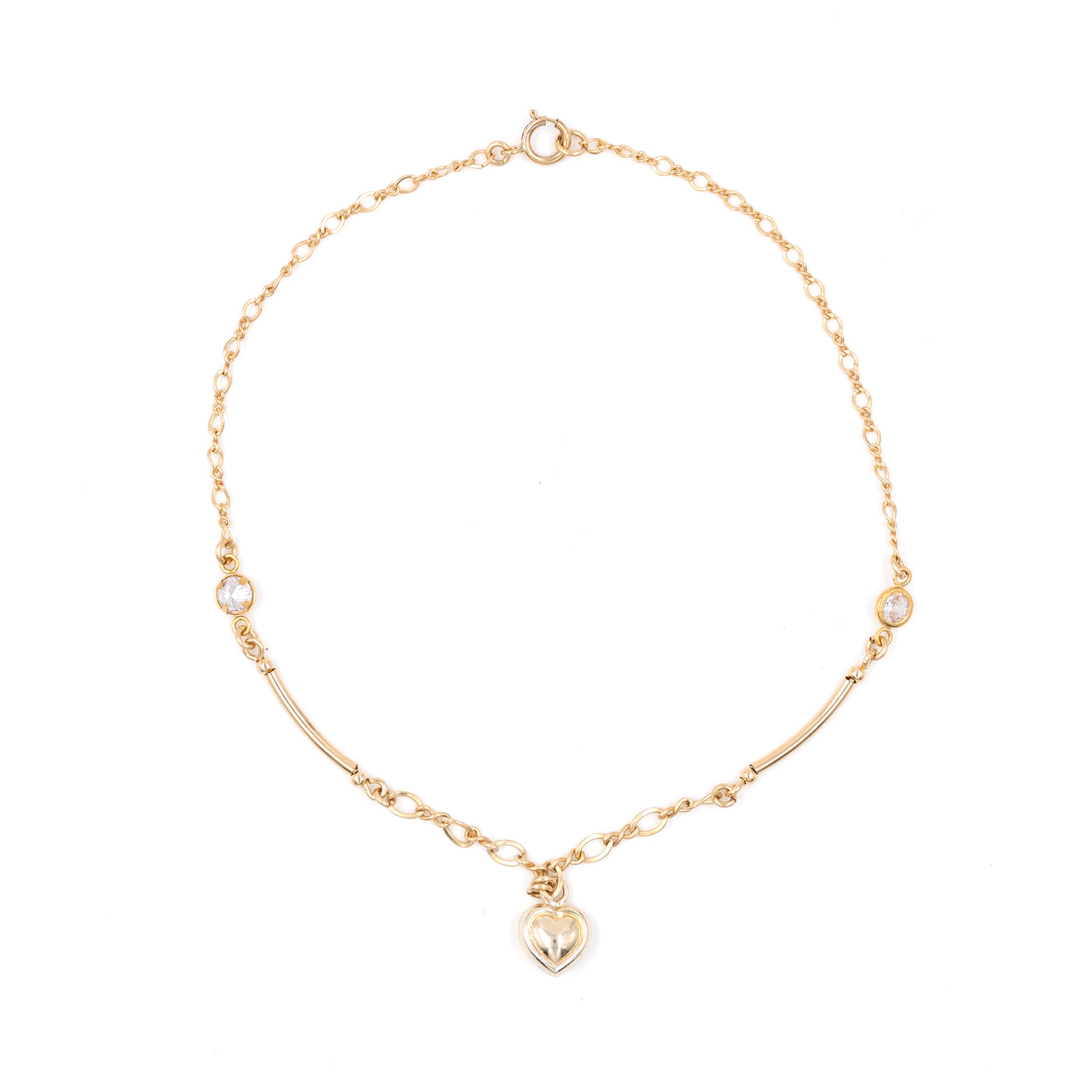 Tobillera Oro Laminado Canutillo Cadena 8sm Dije Corazón