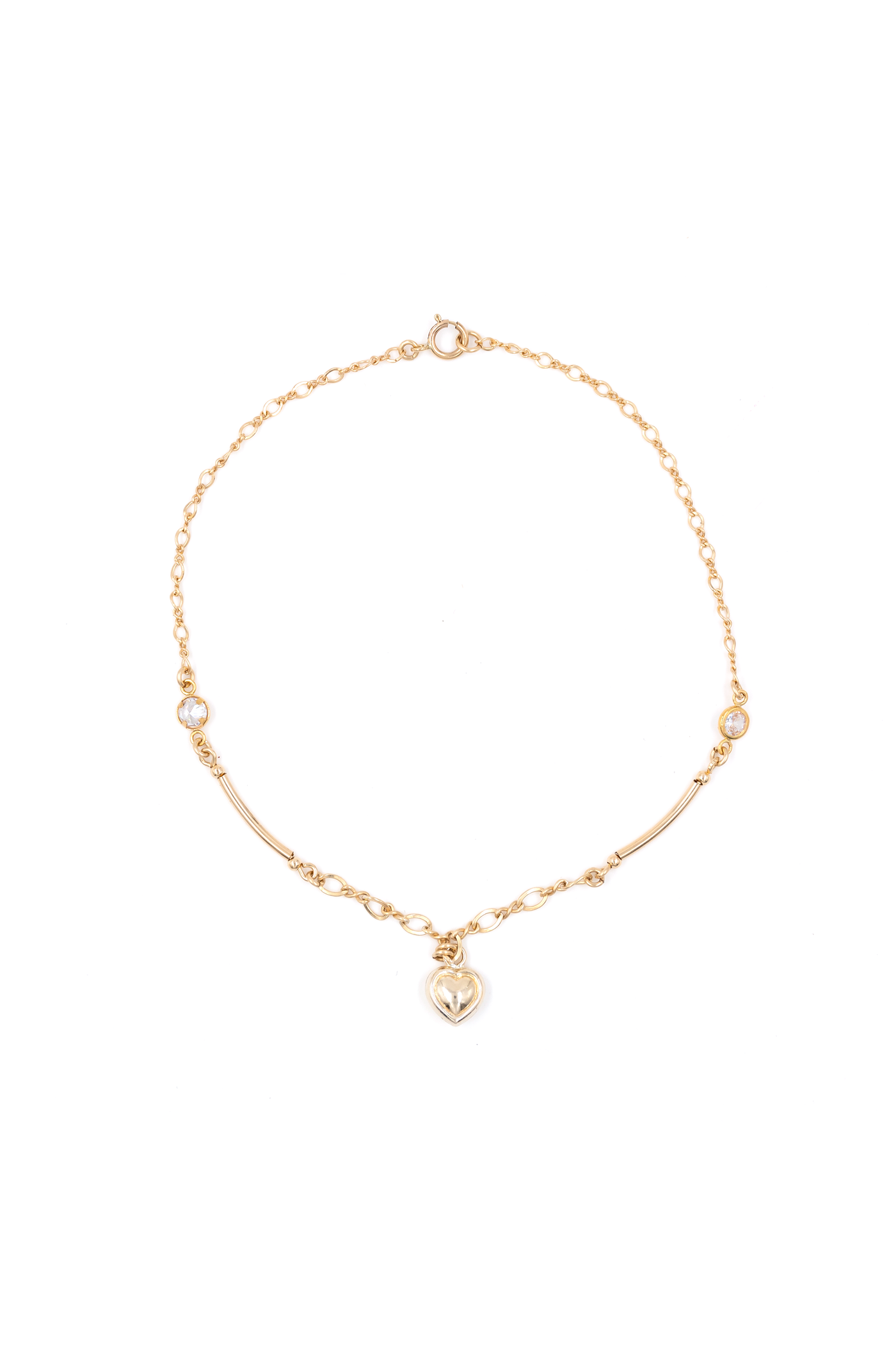 TOBILLERA ORO LAMINADO CANUTILLO CADENA 8SM DIJE CORAZÓN