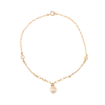 Tobillera Oro Laminado Canutillo Cadena 8sm Dije Corazón