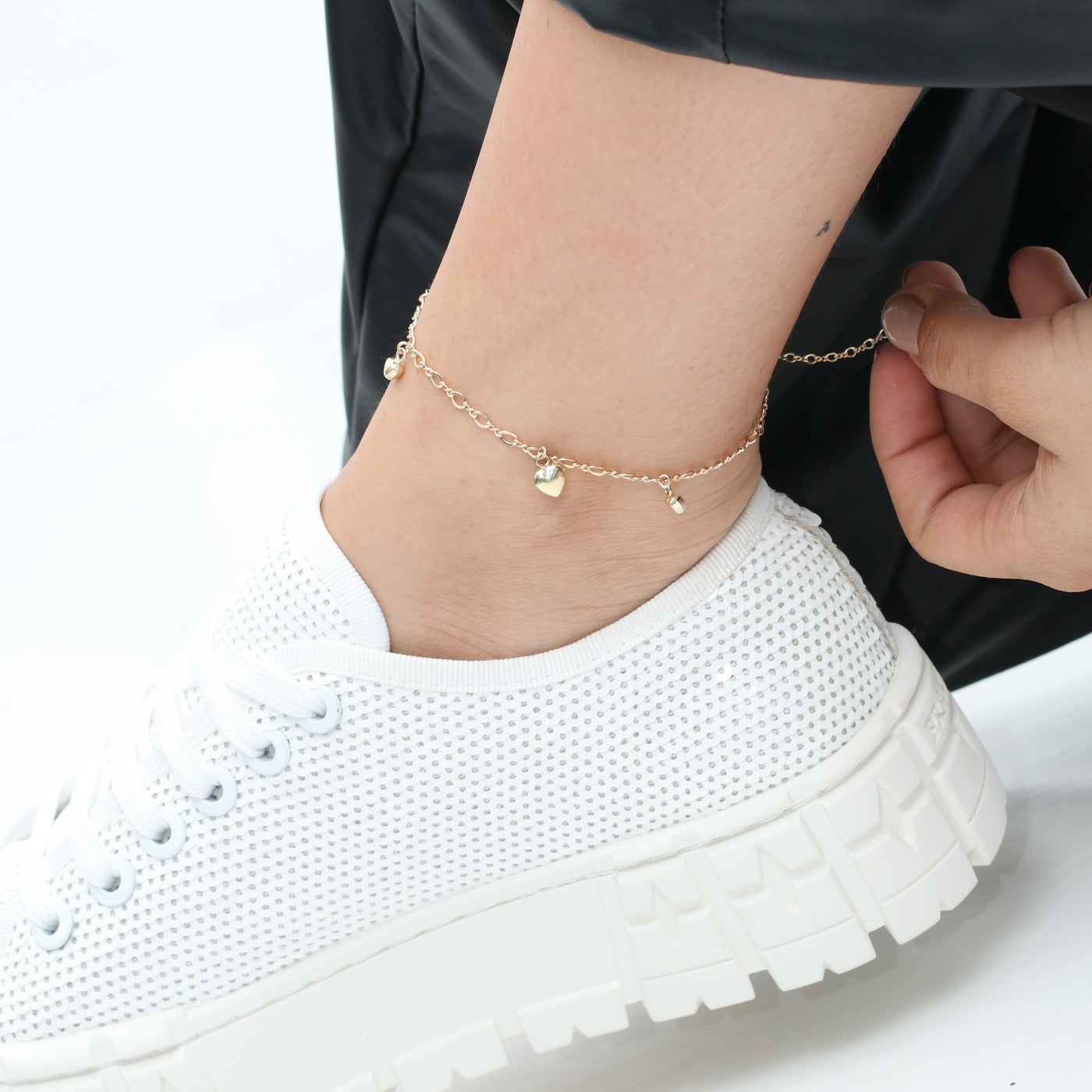 Tobillera cadena dijes corazón