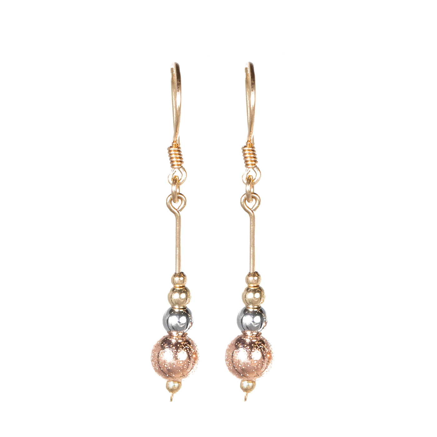 Aretes degradé con bola diamantada tres tonos