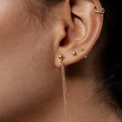 Arete en oro laminado 18k tres cadenas