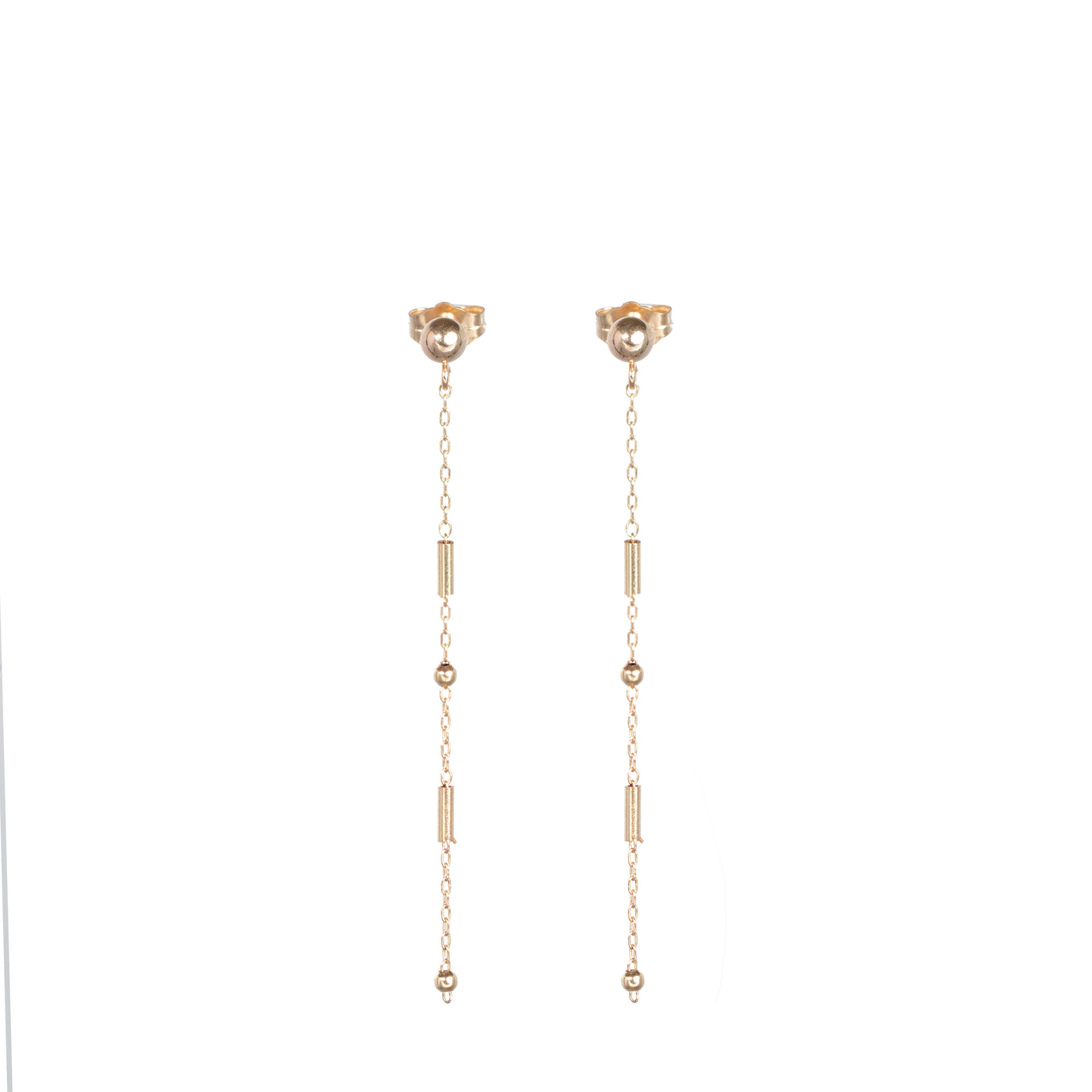 Arete oro laminado 18k canutillo-bola