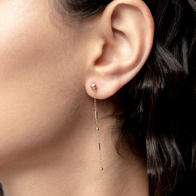 Arete oro laminado 18k canutillo-bola