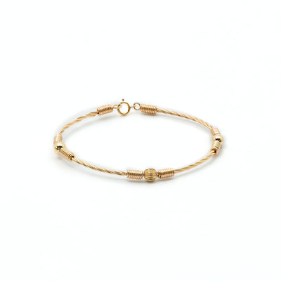 pulsera oro laminado 18k entorchada 3 esferas