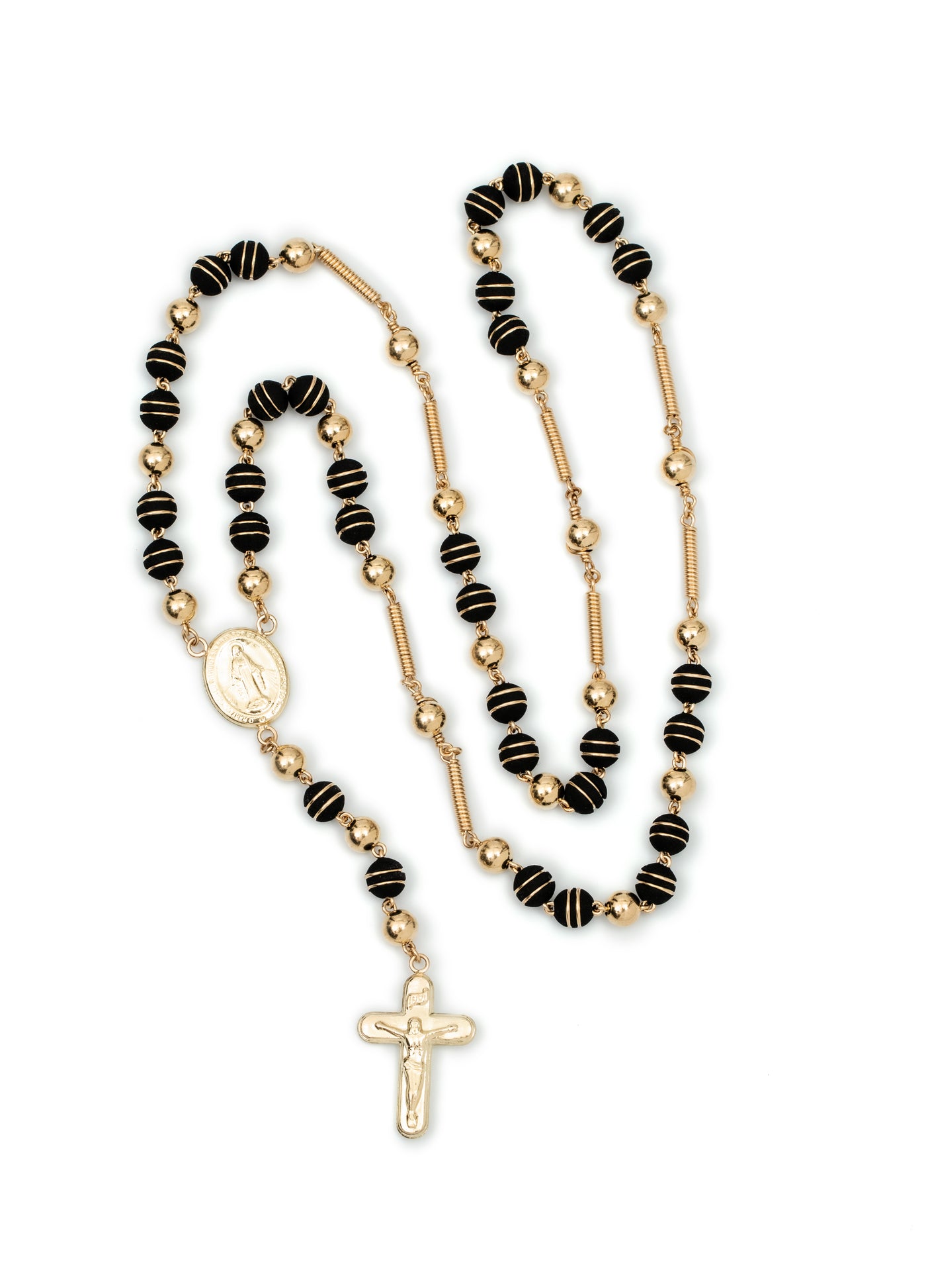 Rosario oro laminado 18k neopreno doble aro bola 6mm