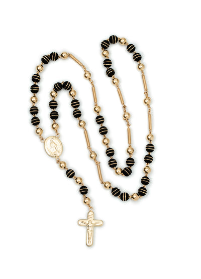 Rosario oro laminado 18k neopreno doble aro bola 6mm