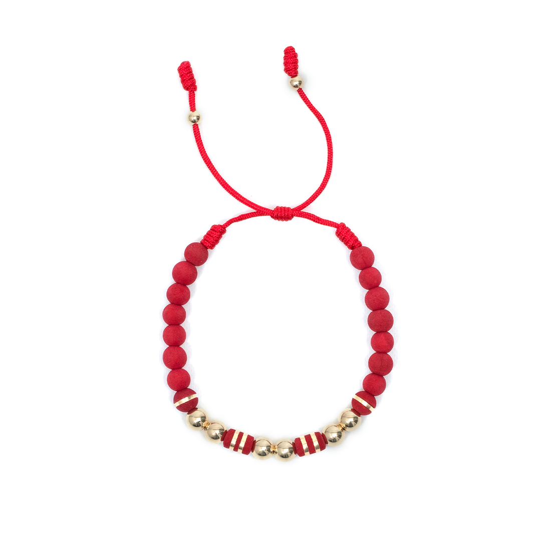 Pulsera oro laminado dorada barril cinta bola 6mm