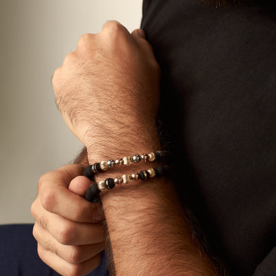 Pulsera Neo – 3 tonos bola acanalada 7 mm