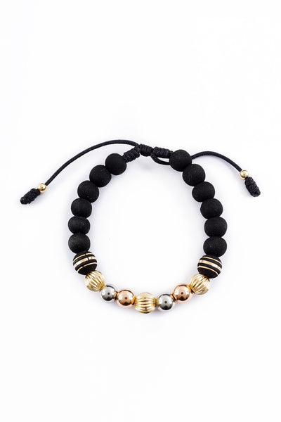 PULSERA NEO - 3 TONOS BOLA ACANALADA 7MM