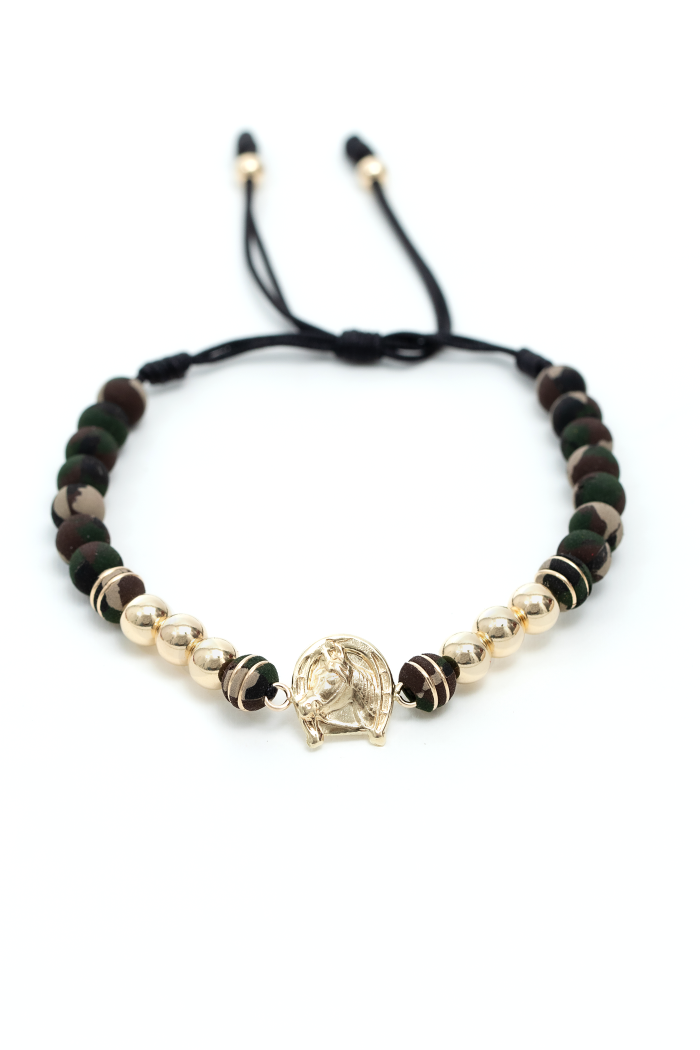 Pulsera bola 6 mm herradura caballo gr