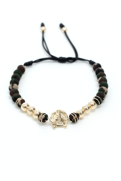 Pulsera bola 6 mm herradura caballo gr
