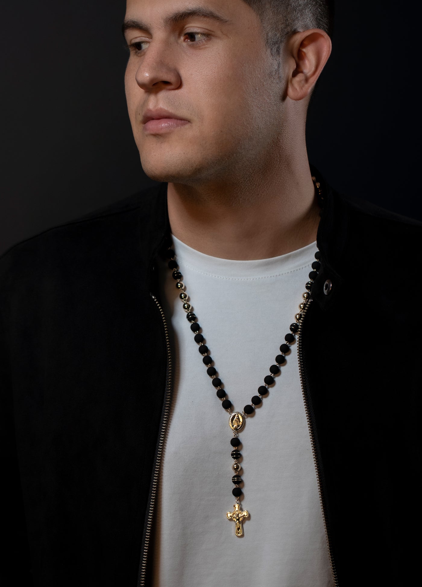 Rosario clásico 8mm oro laminado 18k dorado neopreno