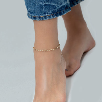 Tobillera 3mm Oro Laminado 18k Dije Tipo Tiffany Dorada