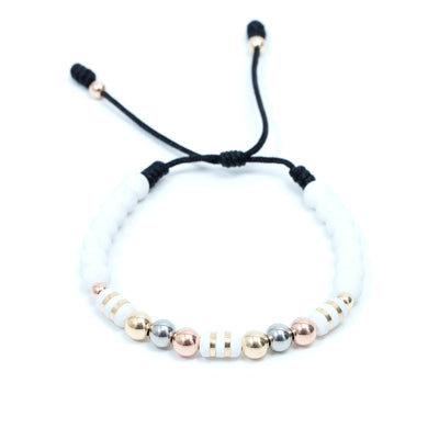 Pulsera oro laminado tres tonos barril cinta bola 6mm