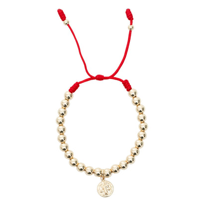 Pulsera para Protecion  San Benito 6mm Dorada 6mm dorada con tejido en color