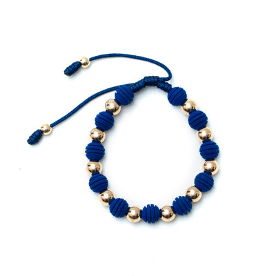 pulsera hombre dama oro laminado 18k  7mm con neopreno azul rey 